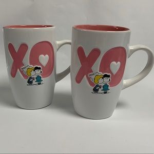 Peanuts Schroeder and Lucy xo mug set NWOT